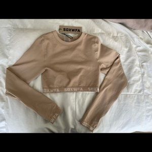 Sarah’s Day x White Fox Pilates & Protein Shakes Seamless Crop Sand NWT size S